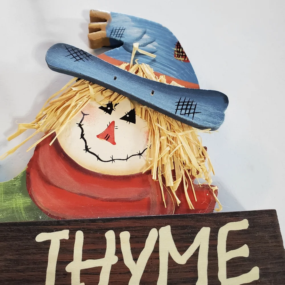 Fall THYME Scarecrow Wood Sign